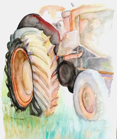 Pintura intitulada "tracteur 3" por Monique Ducarton, Obras de arte originais