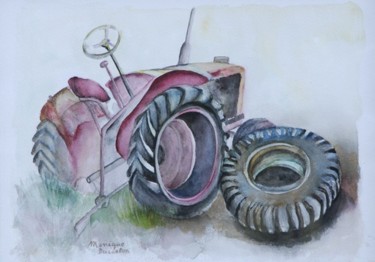 Painting titled "tracteur2" by Monique Ducarton, Original Artwork, Watercolor