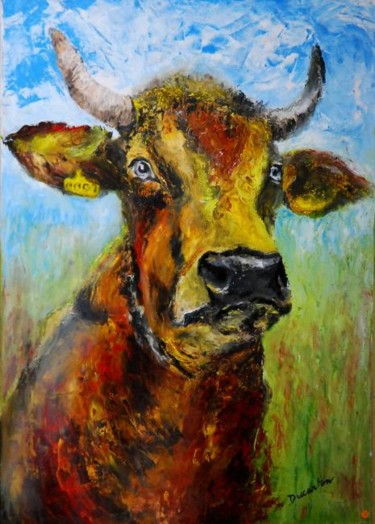 Pintura titulada "Vache" por Monique Ducarton, Obra de arte original, Oleo