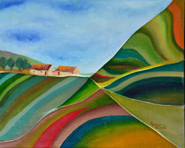 Painting titled "composition cloison…" by Monique Ducarton, Original Artwork, Acrylic Mounted on Wood Stretcher frame