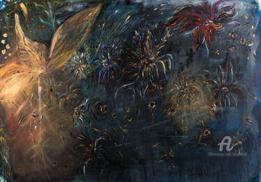 Картина под названием "pollen 3" - Duc Evelyna, Подлинное произведение искусства, Акрил Установлен на Деревянная рама для но…