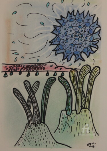 Dibujo titulada "Formes végétales fa…" por Duc Evelyna, Obra de arte original, Tiza