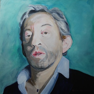 Painting titled "Serge Gainsbourg" by Gérard Duchêne, Original Artwork, Acrylic Mounted on Wood Stretcher frame