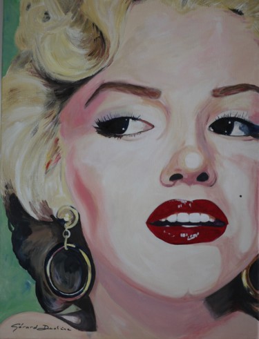 Painting titled "Marilyn #1" by Gérard Duchêne, Original Artwork, Acrylic Mounted on Wood Stretcher frame