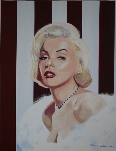 Painting titled "Marilyn #2" by Gérard Duchêne, Original Artwork, Acrylic Mounted on Wood Stretcher frame