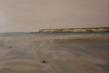 Peinture intitulée "Plage à marée basse" par Gérard Duchêne, Œuvre d'art originale, Huile
