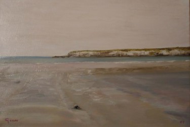 Painting titled "Plage à marée basse" by Gérard Duchêne, Original Artwork, Oil