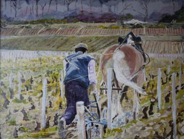 Peinture intitulée "Labours dans les vi…" par Gérard Duchêne, Œuvre d'art originale, Huile