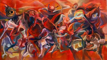 Pintura intitulada "Red Power" por Loi Duc (DucloiArt), Obras de arte originais, Óleo