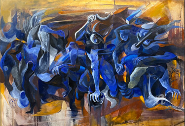 Картина под названием "Crazy dogs 2" - Loi Duc (DucloiArt), Подлинное произведение искусства, Масло