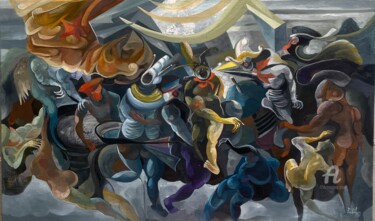 Under Flag Painting titled "Under Flag" by Loi Duc (DucloiArt), Original Art, Oil