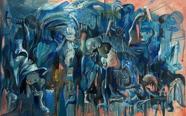 Peinture intitulée "Blue sad" par Loi Duc (DucloiArt), Œuvre d'art originale, Huile