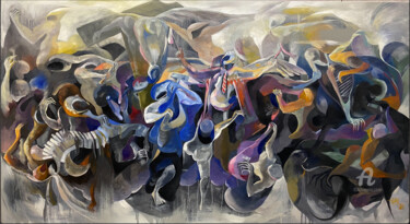 Painting titled "Tax Symphony" by Loi Duc (DucloiArt), Original Artwork, Oil
