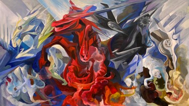 Pintura titulada "Four Horsemen of th…" por Loi Duc (DucloiArt), Obra de arte original, Oleo