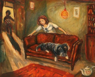 Painting titled ""Love the Dog and C…" by Dudley, Original Artwork, Oil