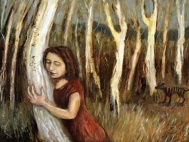 Painting titled "Listening to Trees" by Dudley, Original Artwork