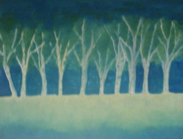 Painting titled "Night Forrest" by Maggie, Original Artwork