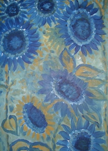 Painting titled "Sunflowers" by Maggie, Original Artwork, Oil