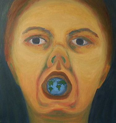 Painting titled "We Eat Up The World" by Maggie, Original Artwork, Oil