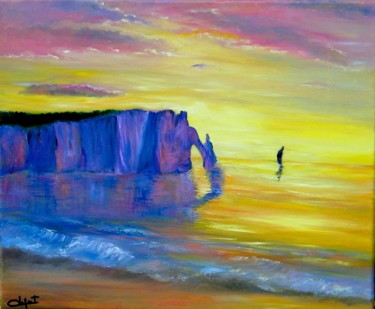Peinture intitulée "Coucher de soleil s…" par Jeremy Duforest, Œuvre d'art originale, Huile