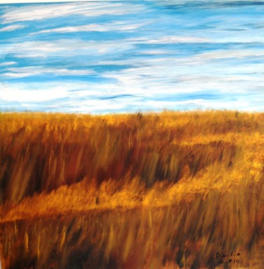 Painting titled "grain fields" by Duilio, Original Artwork, Oil