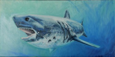 Painting titled "Shark 20773" by Duilio Forte, Original Artwork, Oil