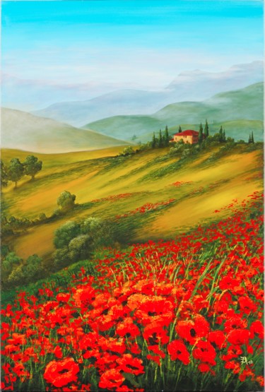 Malarstwo zatytułowany „Toskana” autorstwa Alois Baumgartner, Oryginalna praca, Akryl