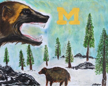 Peinture intitulée "WOLVERINES AND THE…" par Le' Andre' Jamol Dukes Le' Andre' Scott, Œuvre d'art originale, Aquarelle