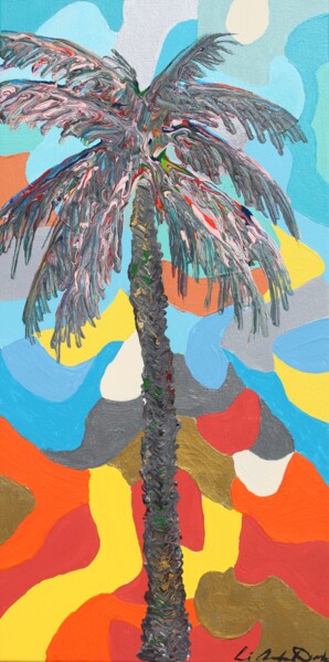 Schilderij getiteld "PALM CAMO SUNSET" door Le' Andre' Jamol Dukes Le' Andre' Scott, Origineel Kunstwerk, Acryl