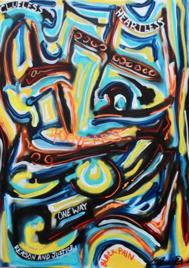 Schilderij getiteld "Black Pain" door Le' Andre' Jamol Dukes Le' Andre' Scott, Origineel Kunstwerk, Graffiti