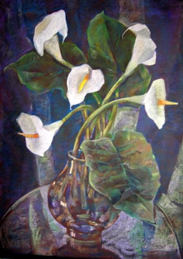 Рисунок под названием "Lilies" - Irena Dukule, Подлинное произведение искусства