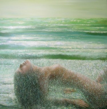 Painting titled "Waiting for Waves" by Irena Dukule, Original Artwork