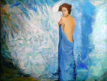 Painting titled "Blue" by Irena Dukule, Original Artwork, Oil