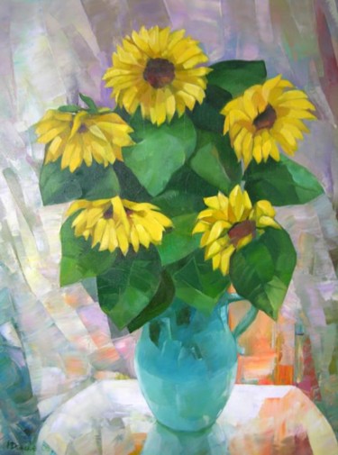 Painting titled "Sunflowers" by Irena Dukule, Original Artwork