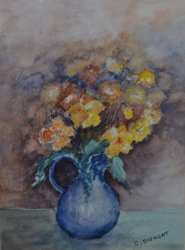 Peinture intitulée "Le pot bleu" par Dumamar, Œuvre d'art originale