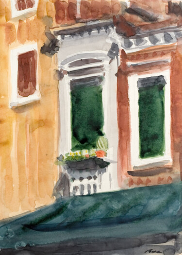 Painting titled "Venice.jpg" by Dumitru Bostan, Original Artwork, Watercolor