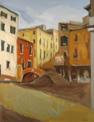 Painting titled "Venice" by Dumitru Bostan, Original Artwork, Oil