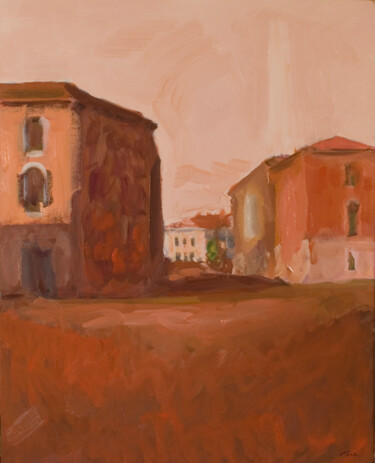 Painting titled "Houses in Murano" by Dumitru Bostan, Original Artwork, Oil