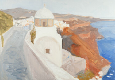 Painting titled "Santorini" by Dumitru Bostan, Original Artwork, Oil