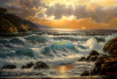 Painting titled "California Coast" by John Hudson Hawke, Original Artwork, Oil