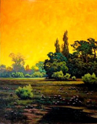 Painting titled "Summer Reflections" by John Hudson Hawke, Original Artwork, Acrylic