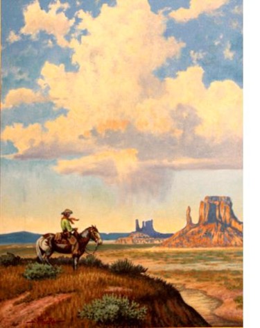 Painting titled "The Lone Rider" by John Hudson Hawke, Original Artwork, Acrylic