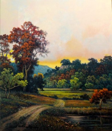 Painting titled "Autumn Blush" by John Hudson Hawke, Original Artwork, Acrylic