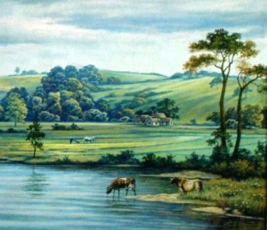 Painting titled "Cambridgeshire" by John Hudson Hawke, Original Artwork, Oil