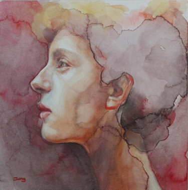 Painting titled "Red" by Dunja Jung, Original Artwork, Watercolor