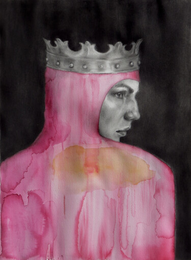 Drawing titled "King" by Dunja Jung, Original Artwork, Charcoal