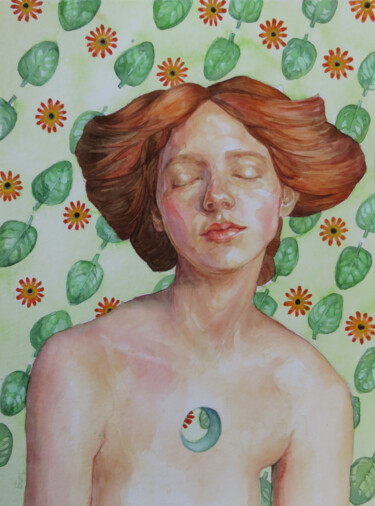 Malerei mit dem Titel "Missing green" von Dunja Jung, Original-Kunstwerk, Aquarell
