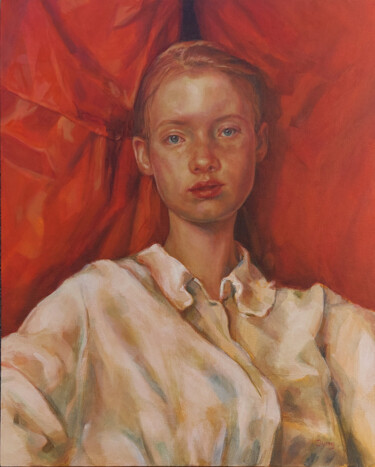 Pittura intitolato "Red embrace" da Dunja Jung, Opera d'arte originale, Olio