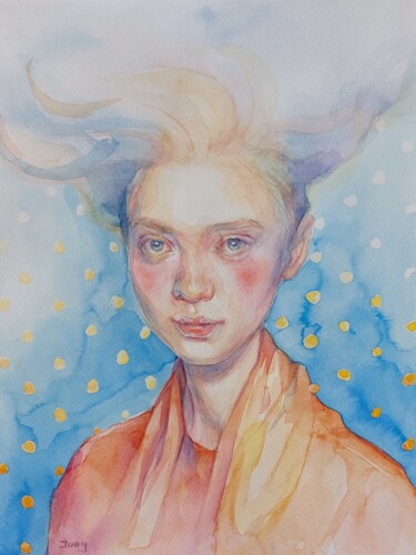 Картина под названием "Featherlight" - Dunja Jung, Подлинное произведение искусства, Акварель
