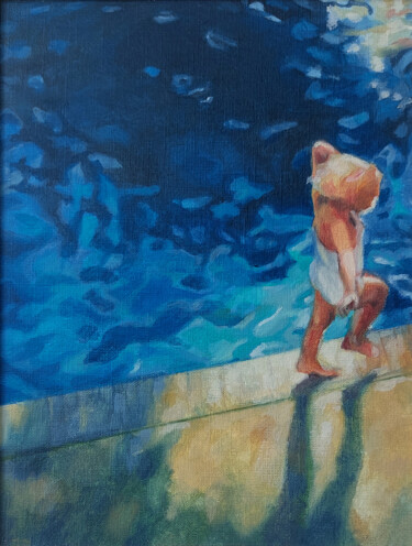 Pintura intitulada "Summer child" por Dunja Jung, Obras de arte originais, Óleo Montado em Cartão